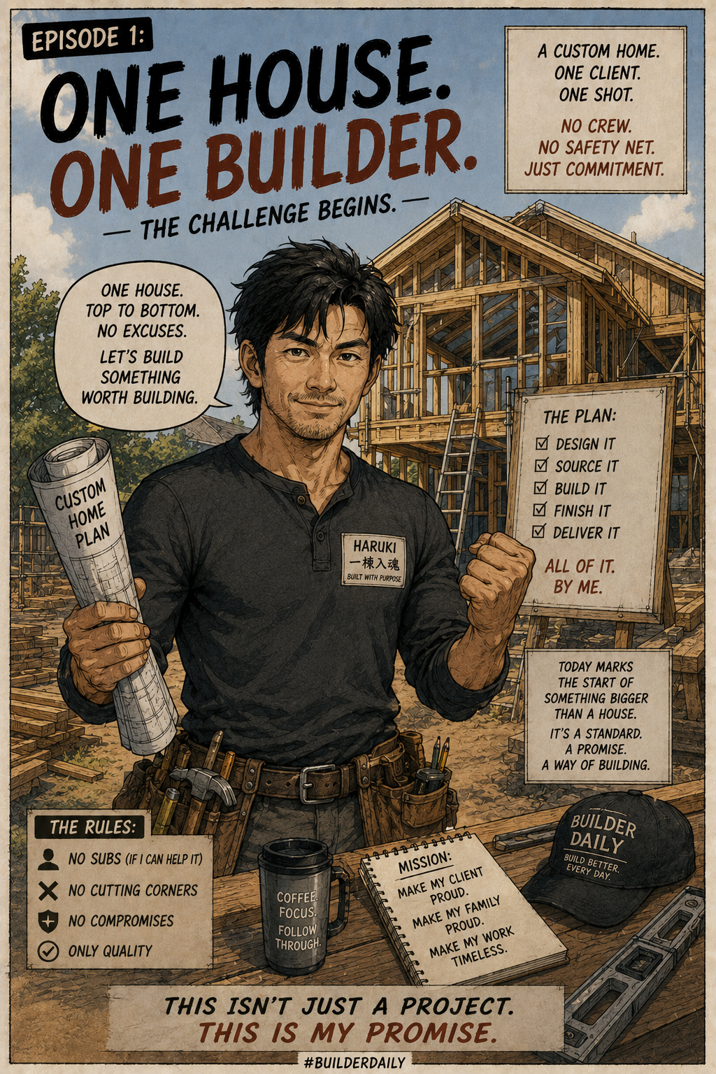 Haruki accepting the challenge of building one custom home